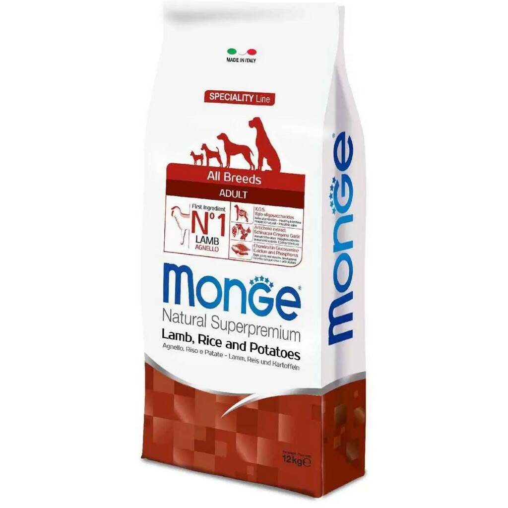 

Сухой корм для собак Monge Dog Speciality Line Monoprotein, ягненок, рис, картофель, 12 кг