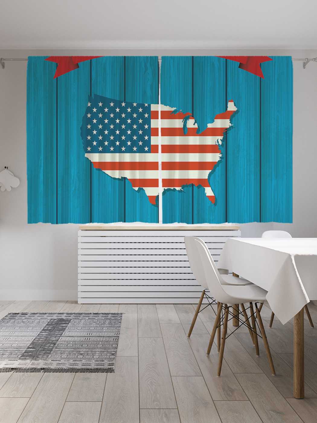 

Классические шторы JoyArty "Карта США на досках", серия Oxford DeLux, 2 полотна 145x180 см, Карта США на досках