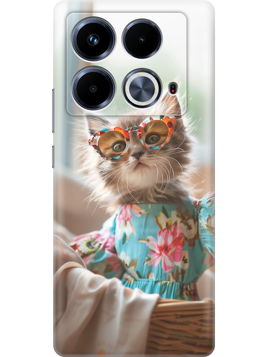 

Силиконовый чехол на Infinix Note 40 с принтом "Кошечка в голубом платье", Прозрачный;белый;голубой;серый, 782626411