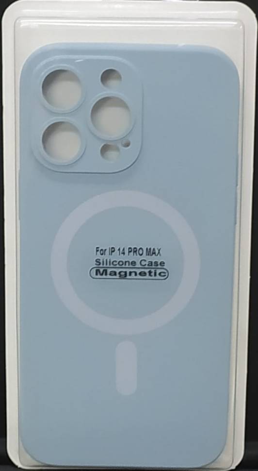

Накладка для iPhone 14 Pro Max 6.7" Magsafe силикон серо-голубая, Голубой
