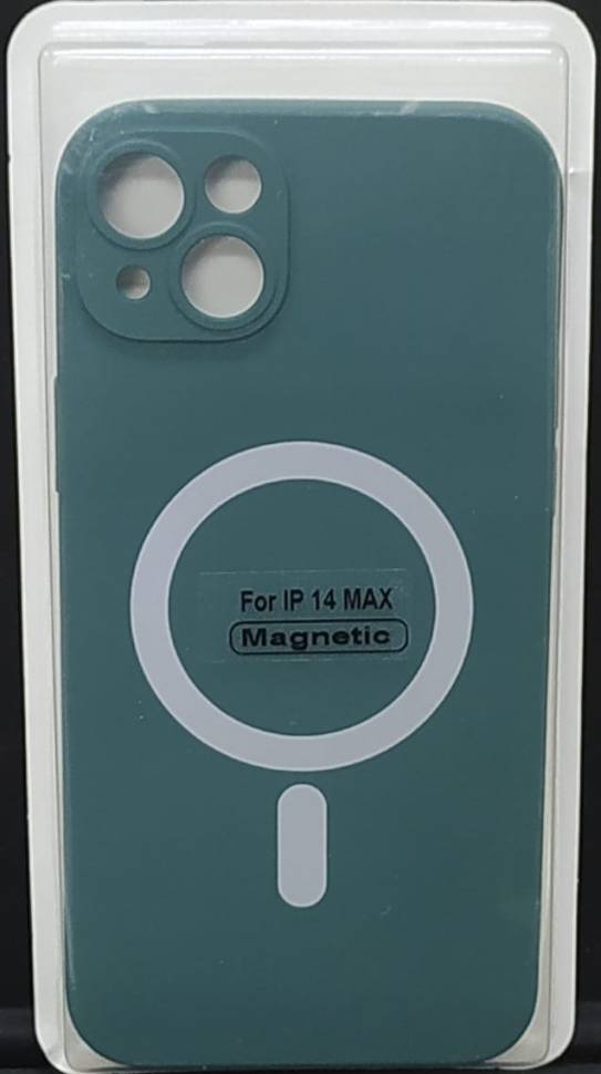 

Накладка для iPhone 14 Max 6.7" Magsafe силикон темно-зеленая, Зеленый