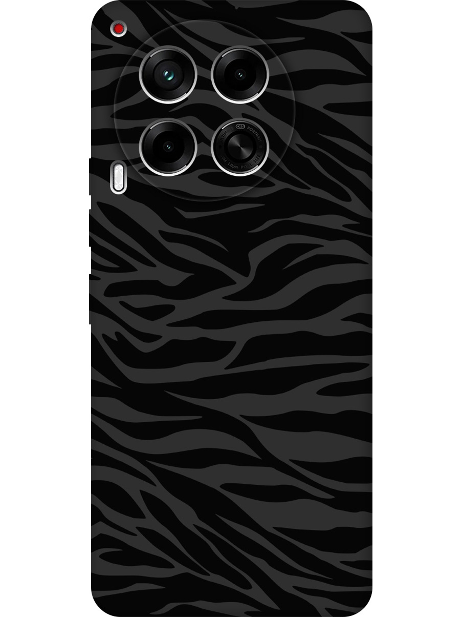 

Силиконовый чехол на Tecno Camon 30 4g / 30 5g с принтом "Зебра" матовый черный, 782632412