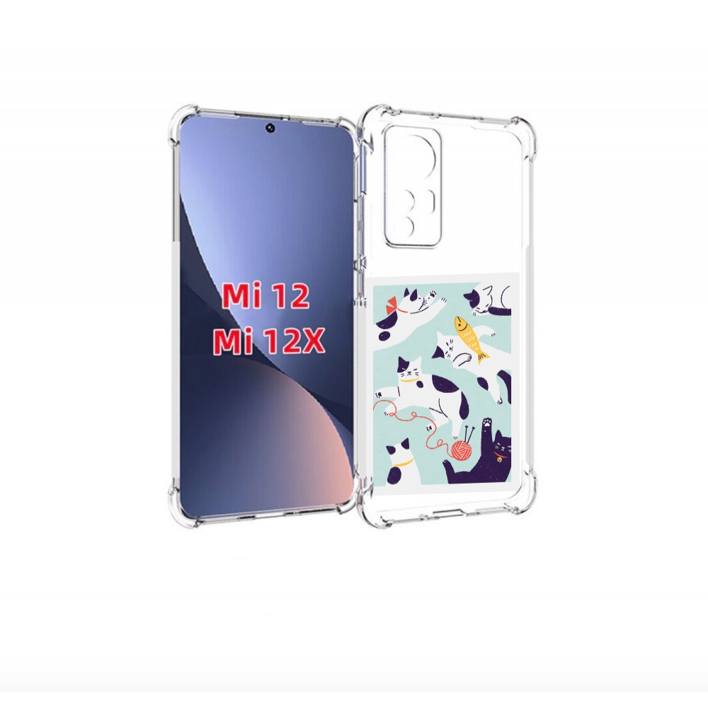 

Чехол бампер MyPads коты-с-клубками для Xiaomi 12., Прозрачный, Tocco