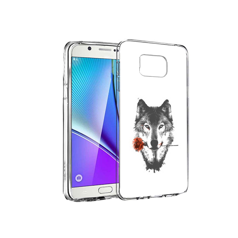 

Чехол MyPads Tocco для Samsung Galaxy Note 5 волк с розой, Прозрачный, Tocco
