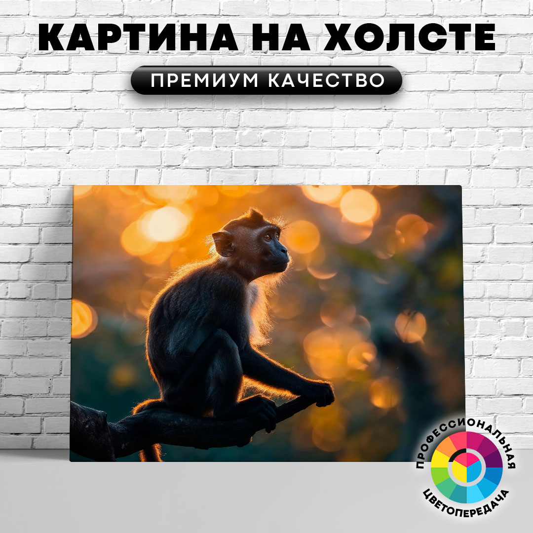 

Картина на холсте Обезьянка на ветке 60х45 см, ЖОБЕЗ