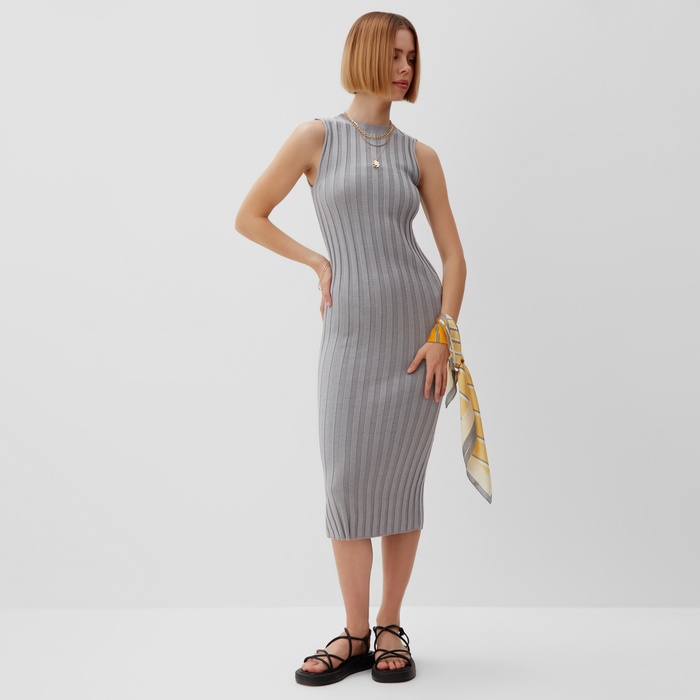 

Платье женское MINAKU Knitwear серое 48 RU, Серый, Knitwear
