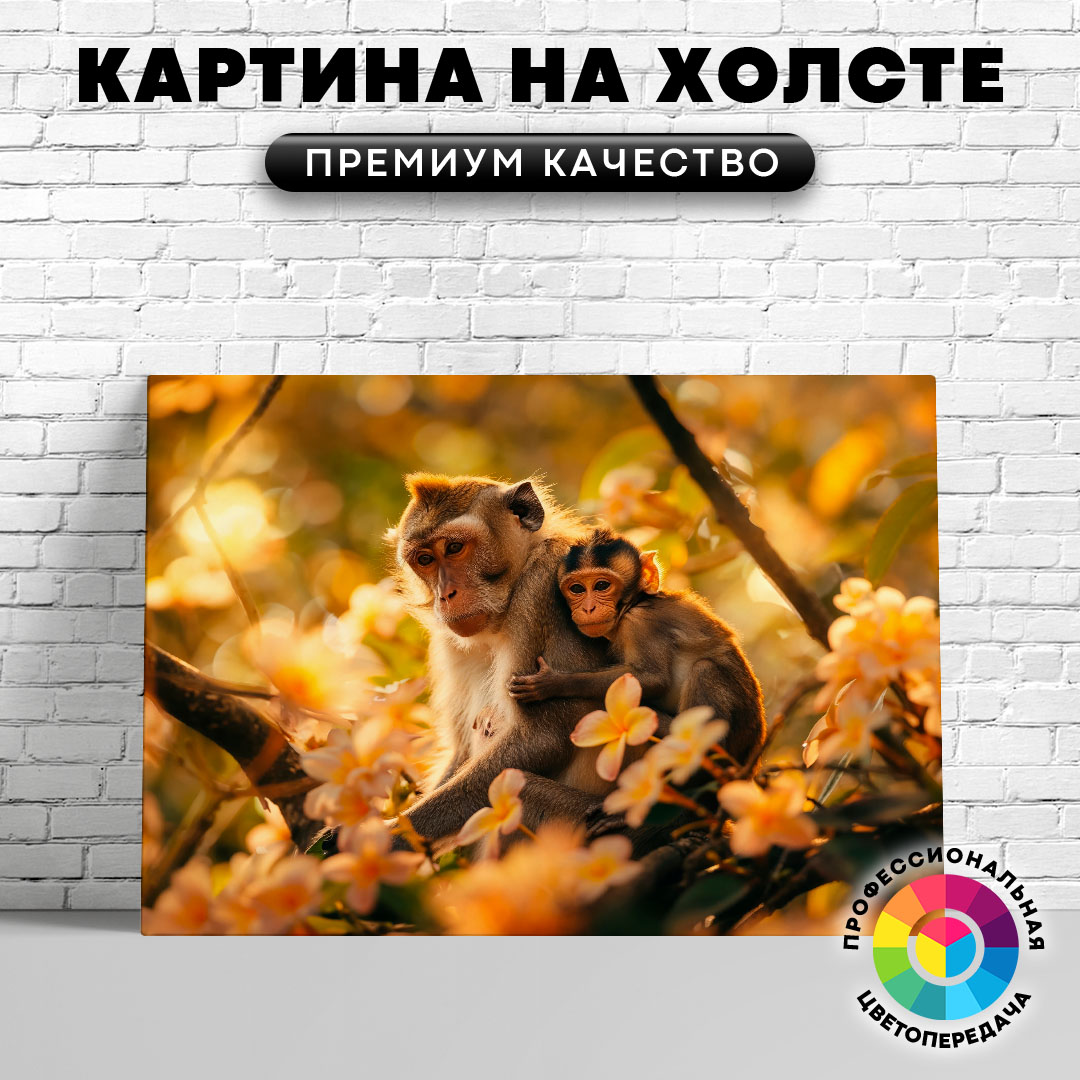 

Картина на холсте Обезьяна с малышом 60х80 см, ЖОБЕЗ