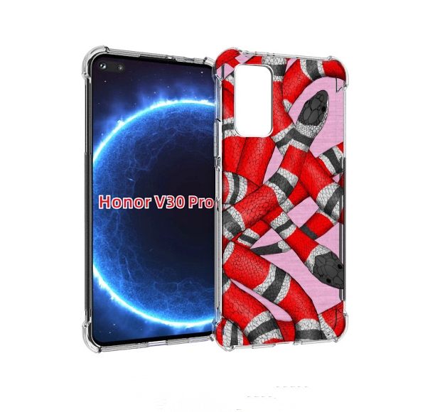 

Чехол бампер MyPads змея-красно-черно-белый для Honor V30, Прозрачный, Tocco
