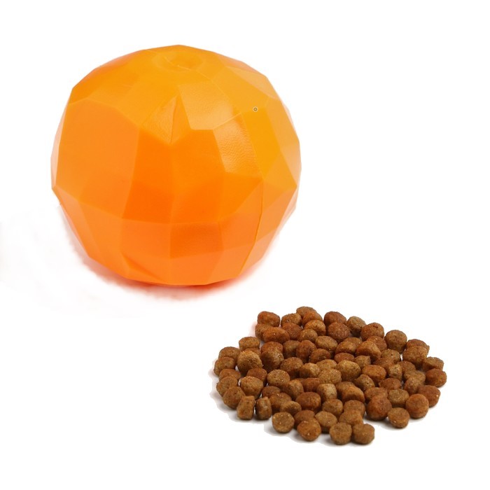 Игрушка Пижон для лакомств и сухого корма Апельсин, 7,5 см, оранжевая