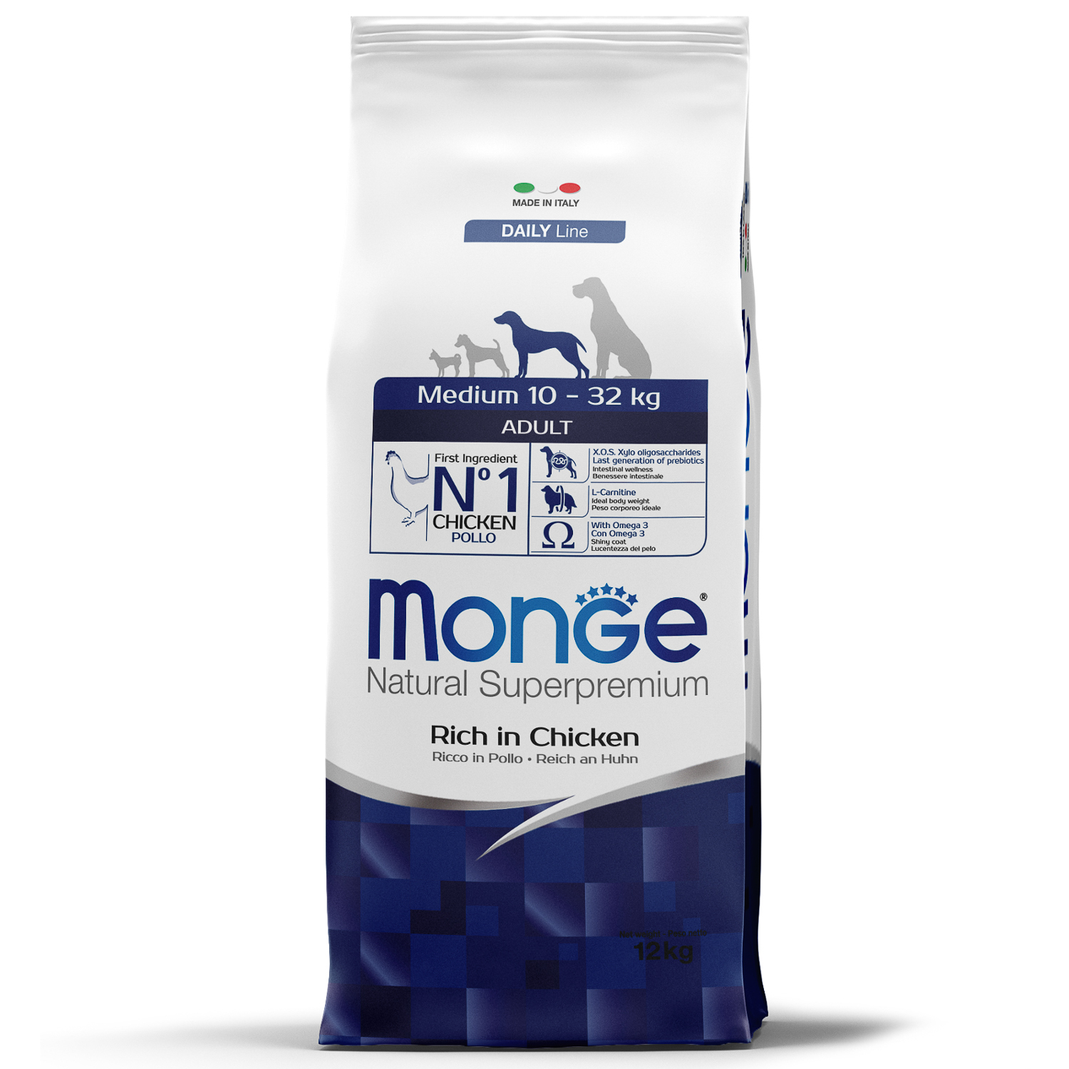 

Сухой корм для собак Monge Dog Daily Line Medium, для средних пород, курица, 12 кг