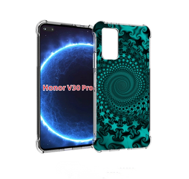 Чехол бампер MyPads зеленый-гипноз для Honor V30 Pro