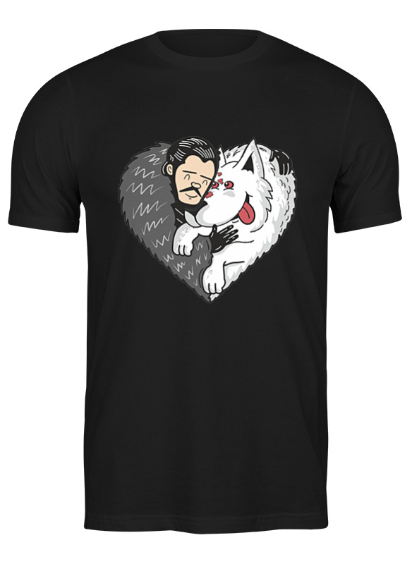 

Футболка мужская Printio john snow and a wolf named ghost черная S, Черный, john snow and a wolf named ghost