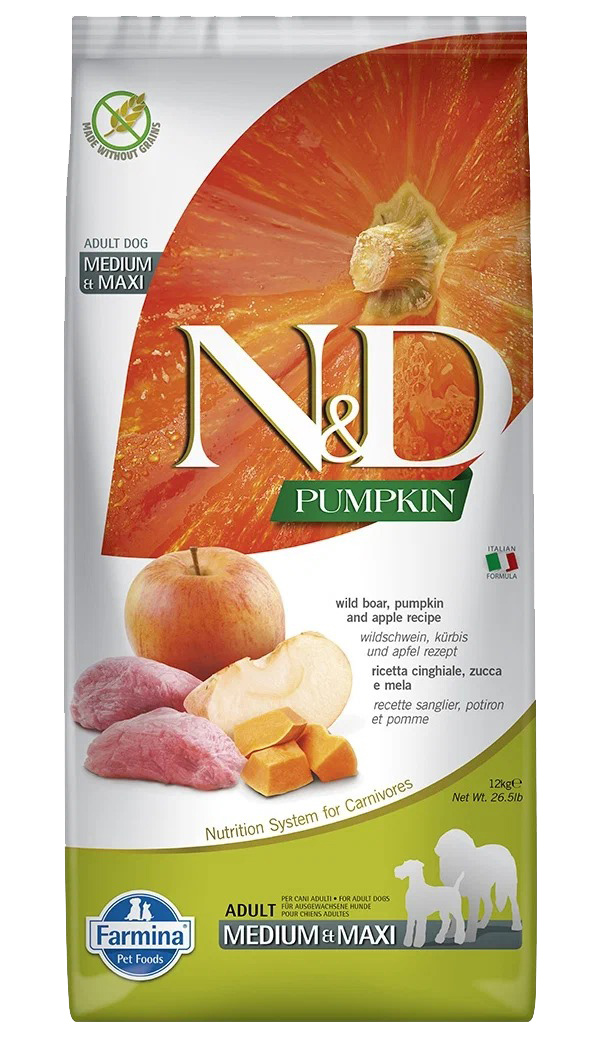 

FARMINA FARMINA DOG N&D PRIME ADULT MEDIUM & MAXI WILD BOAR & APPLE беззерновой для взросл
