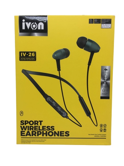 фото Беспроводные наушники sport wireless earphones iv-26 черный nobrand