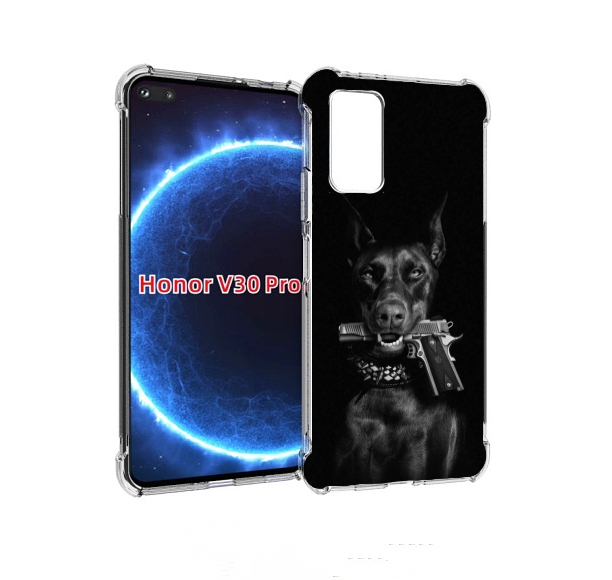 

Чехол бампер MyPads доберман мужской для Honor V30 Pro, Прозрачный, Tocco