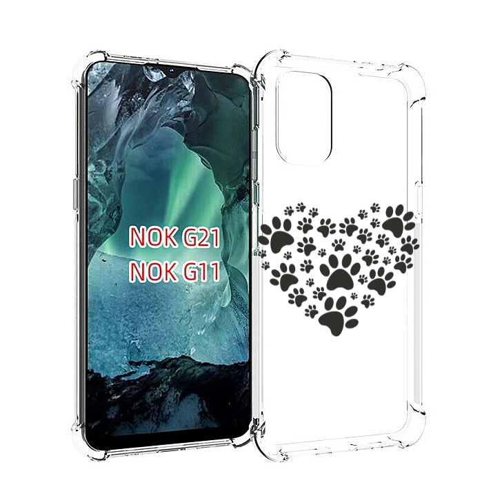 

Чехол Mypads Следы-В-Сердечке Для Nokia G11/G21, Прозрачный, Tocco