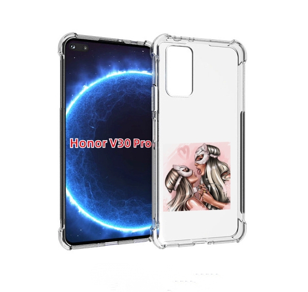 

Чехол бампер MyPads девушки-поцелуй женский для Honor V30, Прозрачный, Tocco