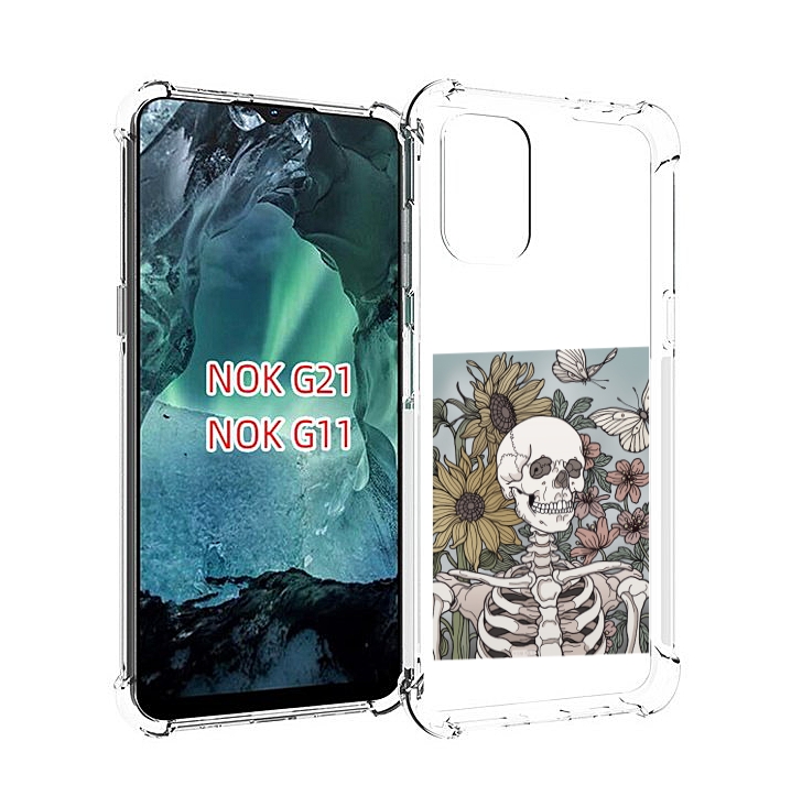 

Чехол Mypads Скелетик С Подсолнухами Для Nokia G11/G21, Прозрачный, Tocco
