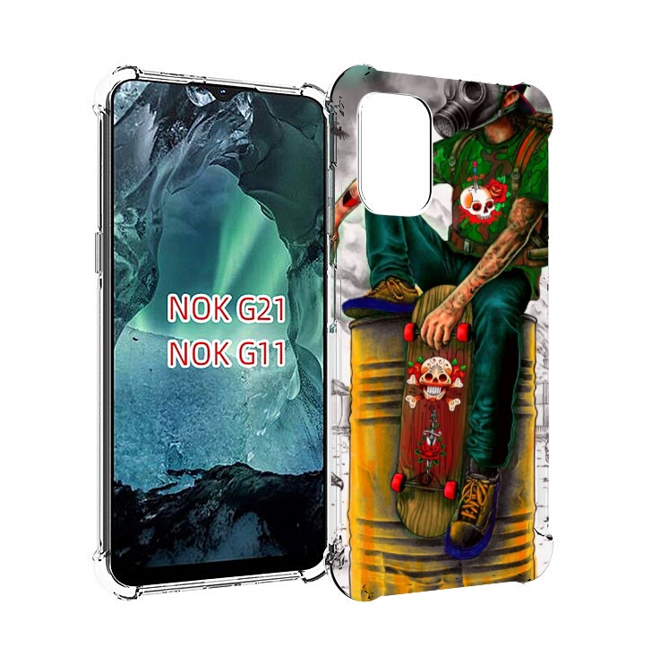 

Чехол Mypads Скейтер В Противогазе Для Nokia G11/G21, Прозрачный, Tocco