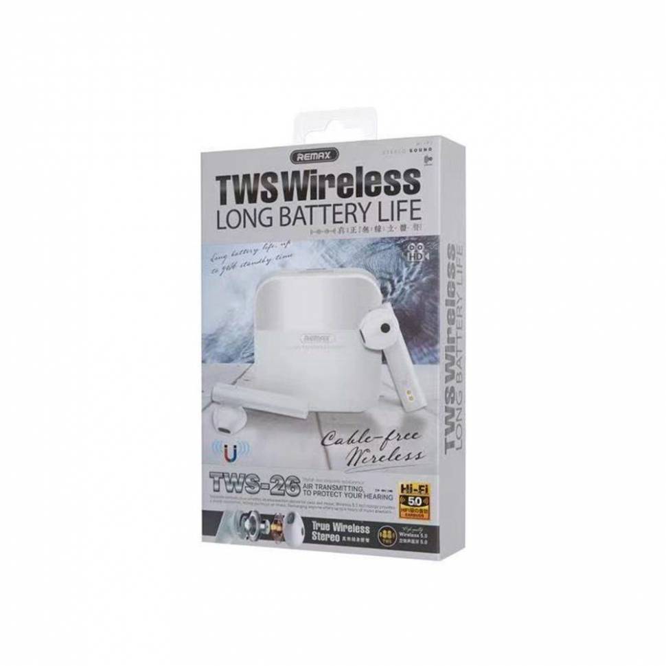 

Беспроводные наушники TWS Remax TWS-26 BT5.0/30mAh/4ч белые