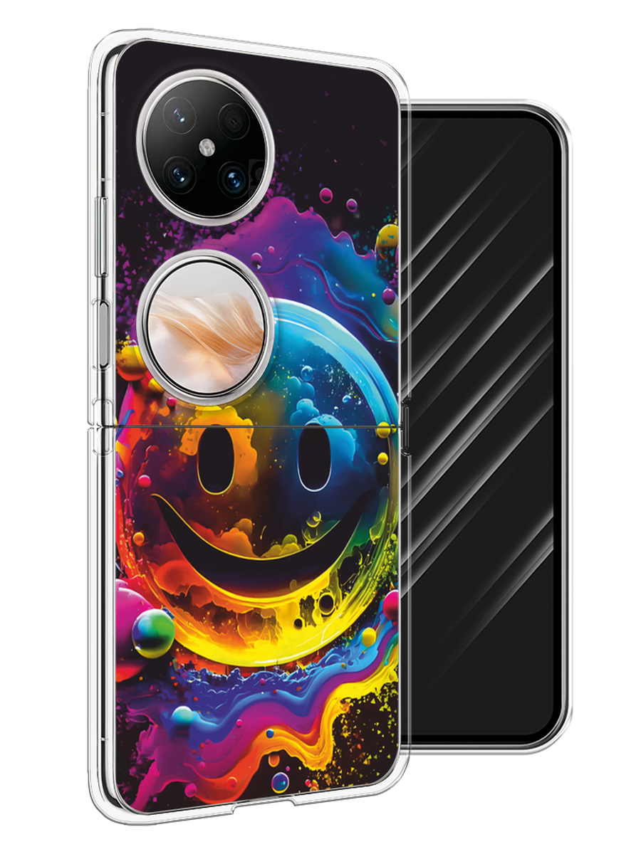 

Чехол Awog на Huawei Pocket 2 "Кислотный смайл", Фиолетовый;желтый;синий, 6123850-1