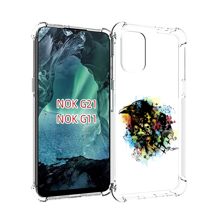 

Чехол Mypads Ворон И Черепа Для Nokia G11/G21, Прозрачный, Tocco