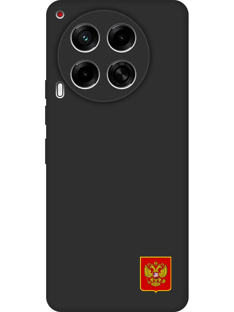 

Силиконовый чехол на Tecno Camon 30 4g / 30 5g с принтом "Герб России" матовый черный, 782632481