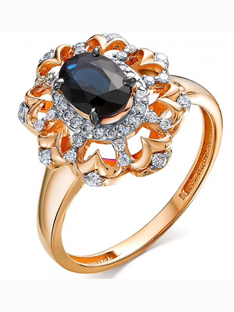 

Кольцо с сапфиром и бриллиантами из красного золота р. 17 Алкор 14344-102, 14344-102