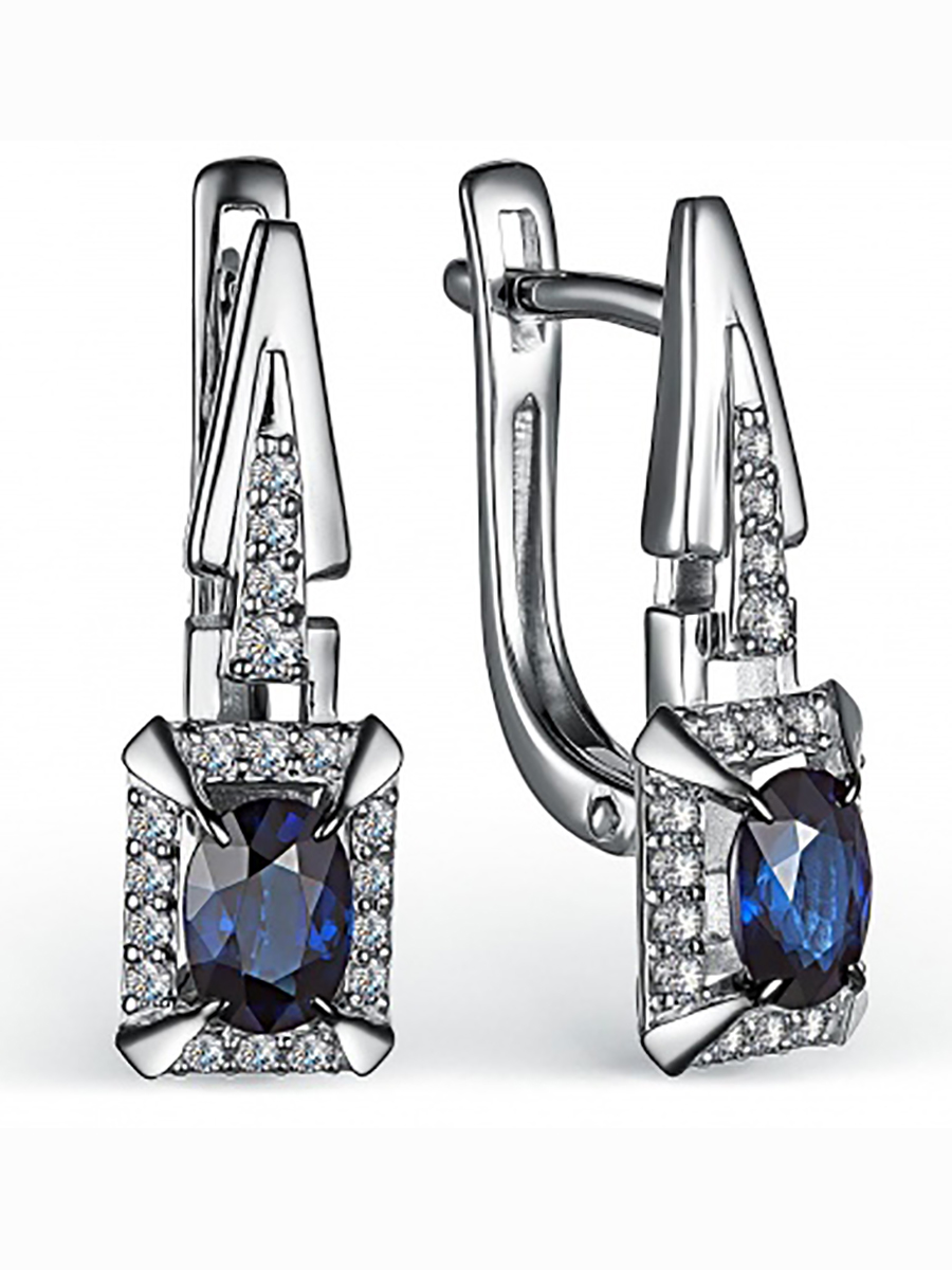 

Серьги с сапфирами и бриллиантами из белого золота Алкор 24371-202, 24371-202