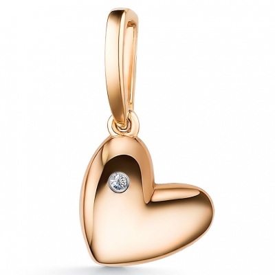 

Подвеска Сердечко с 1 бриллиантом из красного золота Алкор 34974-100, 34974-100