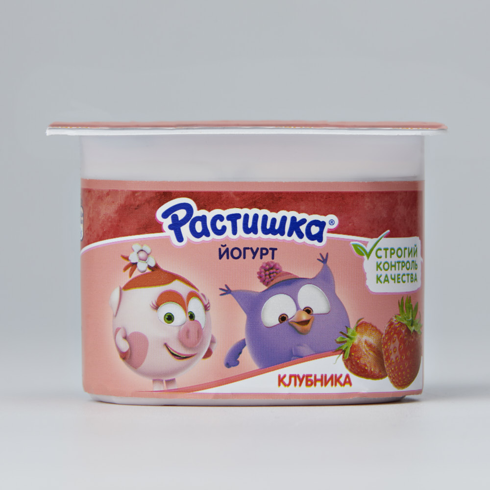 Йогурт растишка бзмж клубника жир. 3 % 110 г пл/ст данон россия