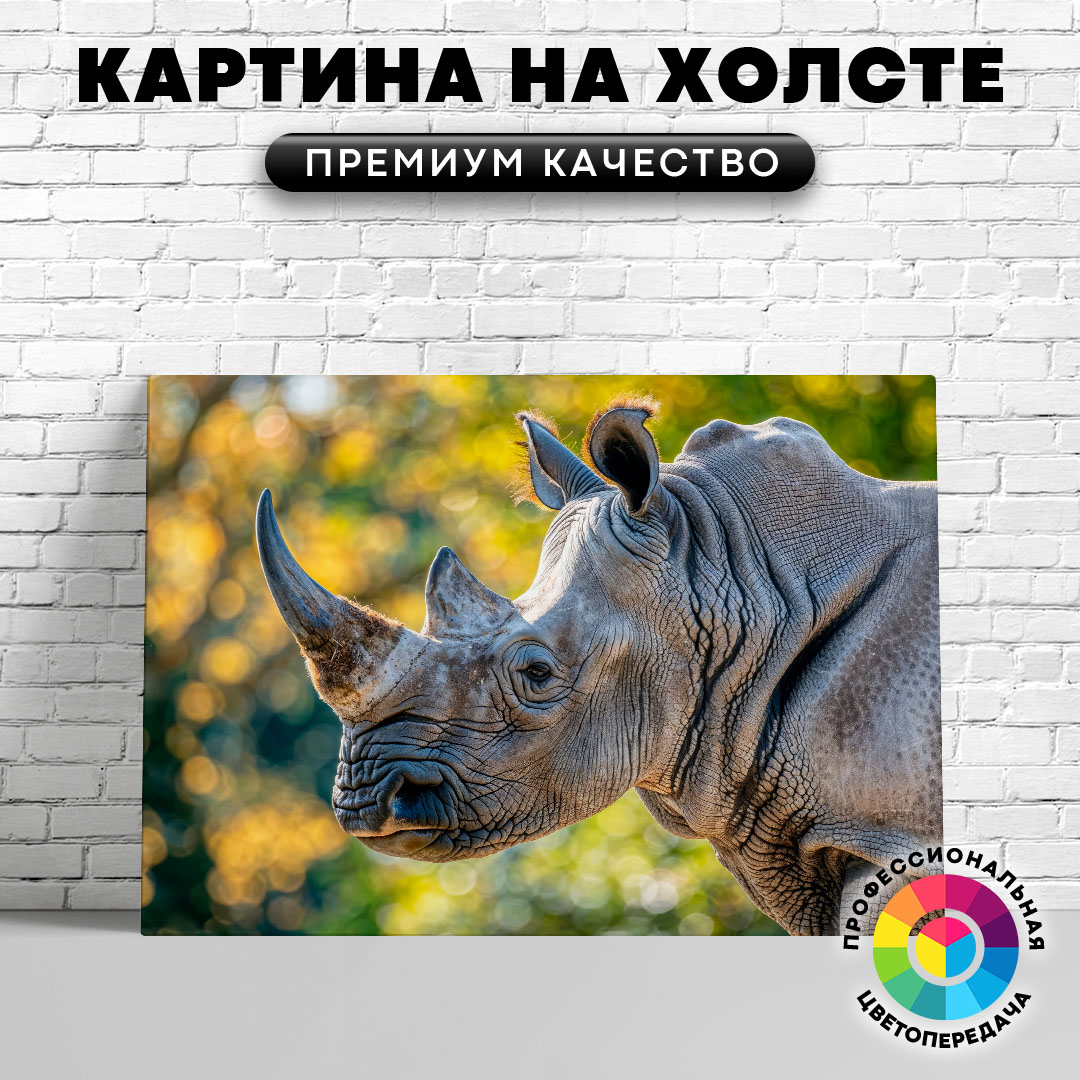 

Картина на холсте Носорог крупным планом 50х70 см, ЖНОСО