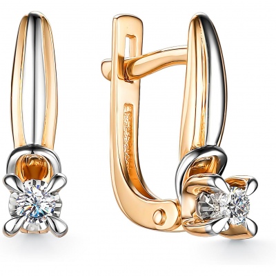 

Серьги с 2 бриллиантами из красного золота Алкор 24770-100, 24770-100
