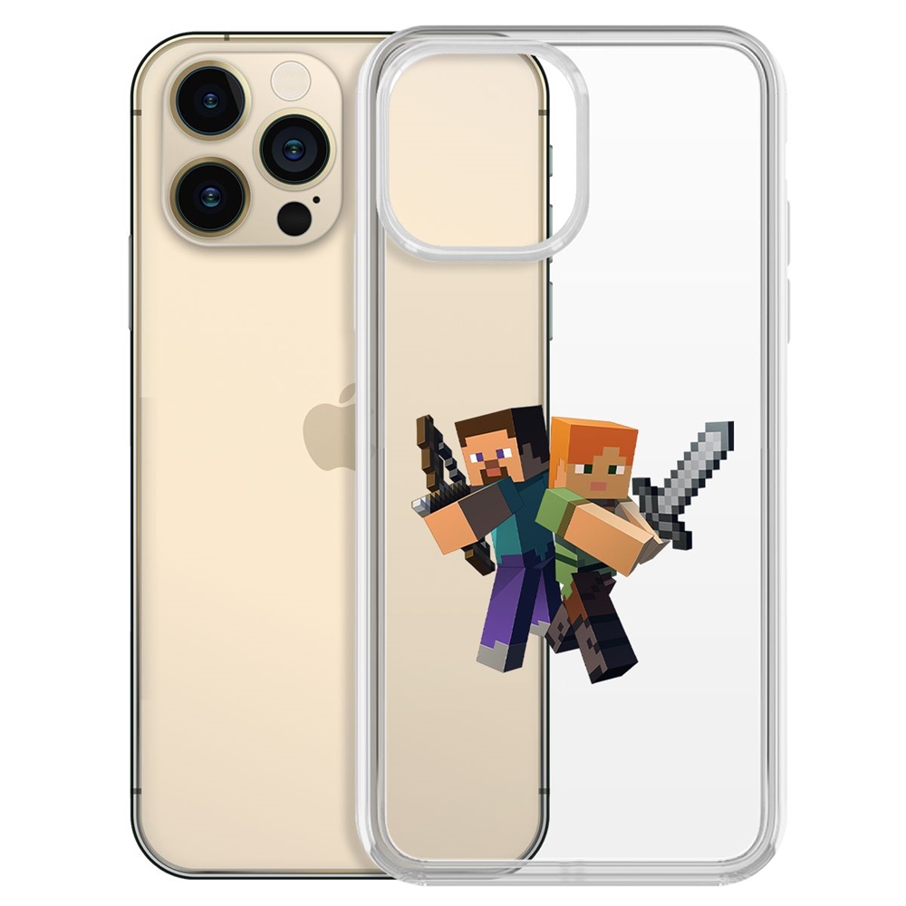 

Чехол-накладка Krutoff Clear Case Стив и Алекс для iPhone 13 Pro Max, Разноцветный