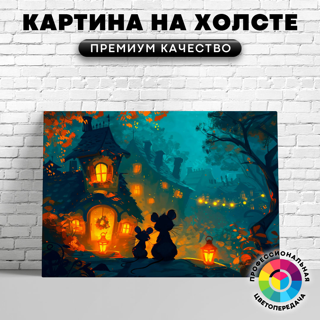 

Картина на холсте Мышки и дом арт 75х100 см, ЖМЫШИ