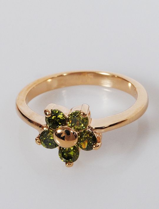 

Кольцо из бижутерного сплава р.  Lotus Jewelry Кольцо с перидотом "Цветочек", хризолит, Кольцо с перидотом "Цветочек"