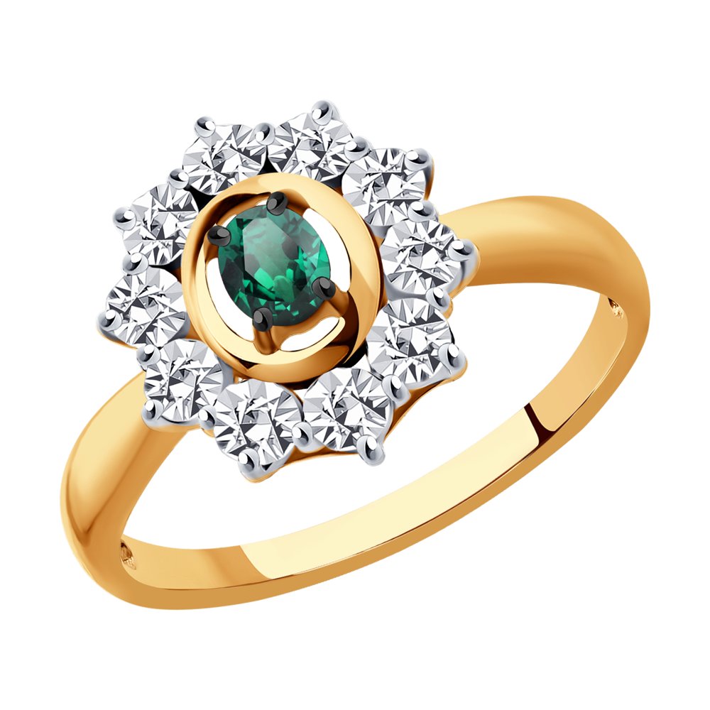 

Кольцо из комбинированного золота с изумрудом р. , Diamant 51-210-00998-2, 51-210-00998-2