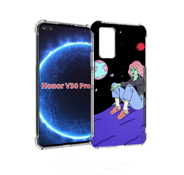

Чехол бампер MyPads девушка-на-луне-мультик для Honor V30, Прозрачный, Tocco