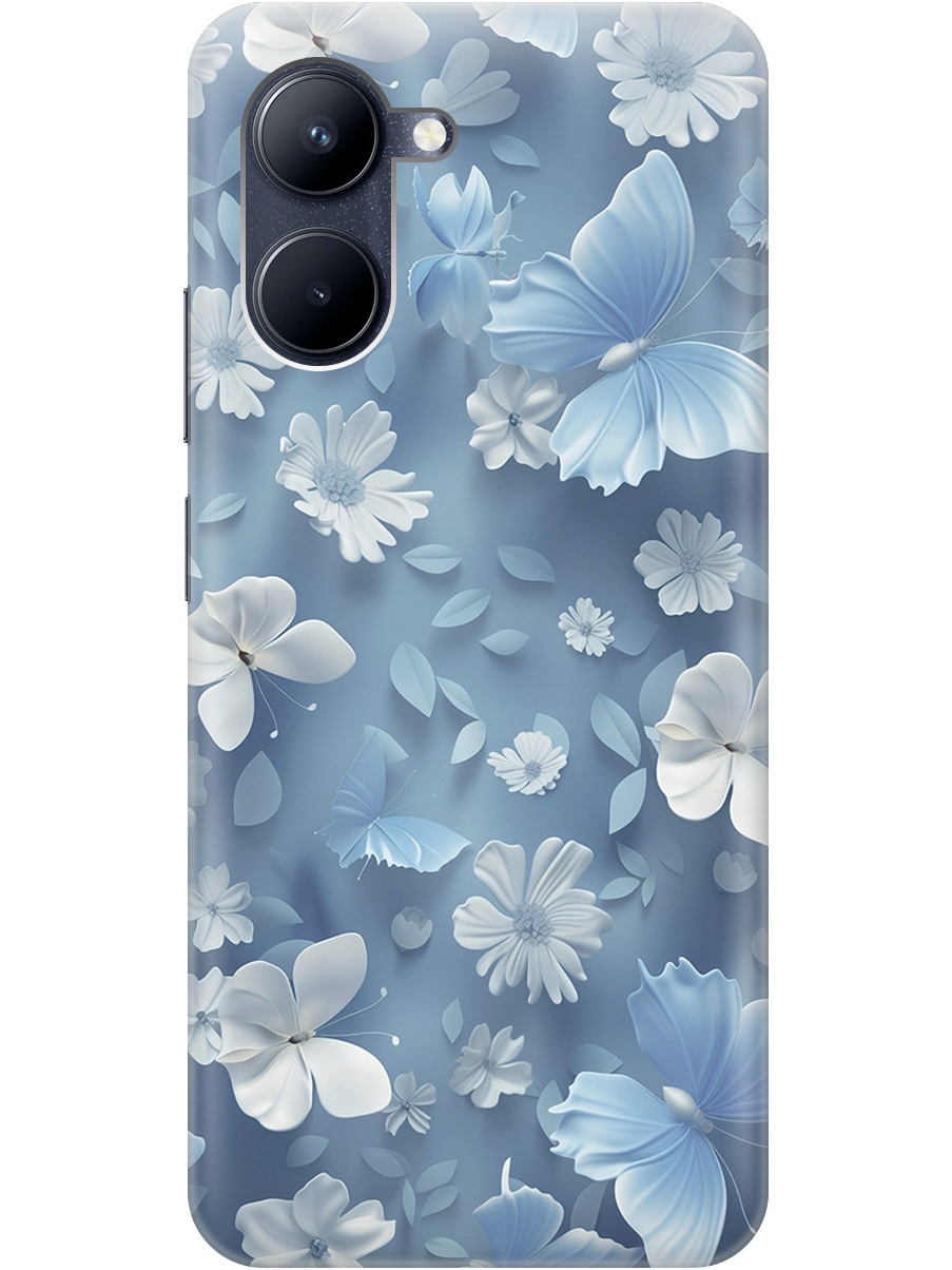 

Силиконовый чехол на Realme C33 с принтом "Голубые бабочки", Прозрачный;белый;голубой, 766400410