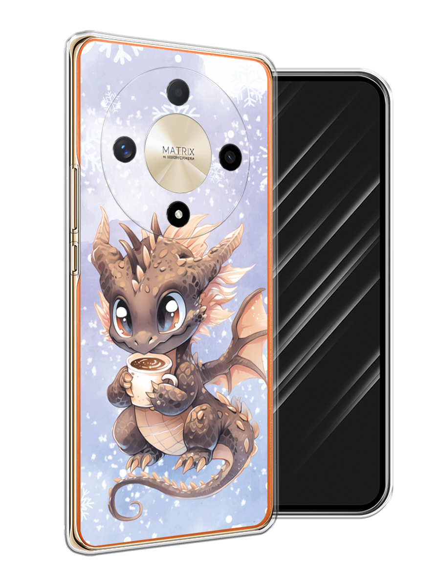 

Чехол Awog на Honor X9B "Дракончик с кружкой тёмный", Бежевый;розовый;серый, 6122550-1