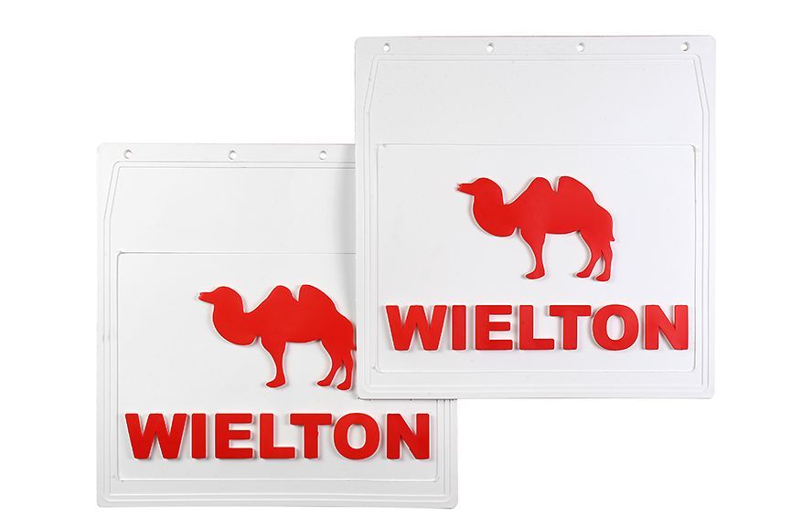 

Комплект брызговикиов"WIELTON+Верблюд" 400*400 (белая резина с красной надписью)