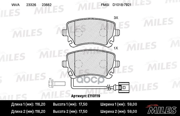 

Колодки Тормозные Volkswagen T5 03>/Multivan 03> С Датчиком Задние Semimetallic Miles E110, E110119