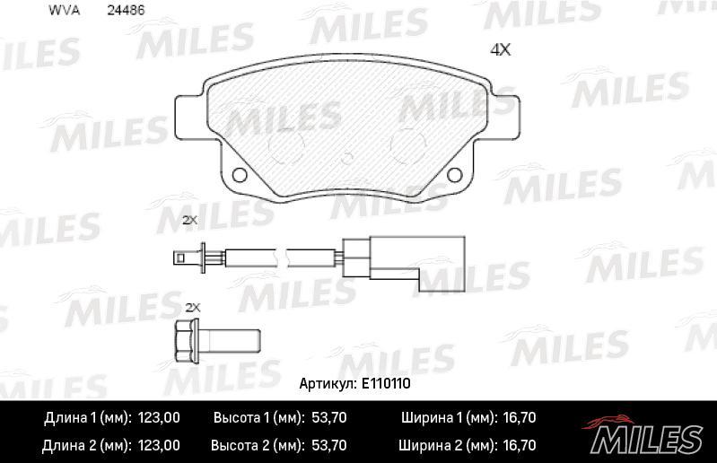 

Колодки Тормозные Ford Transit 06- Задние С Датчиком Miles e110110, E110110