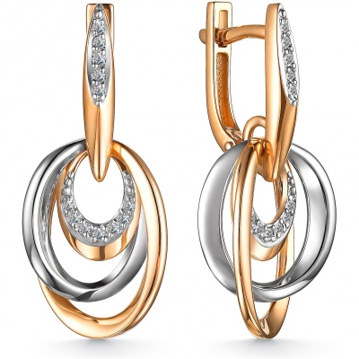 

Серьги с 24 бриллиантами из красного золота Алкор 24741-100, 24741-100