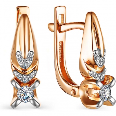 

Серьги с 14 бриллиантами из красного золота Алкор 24755-100, 24755-100