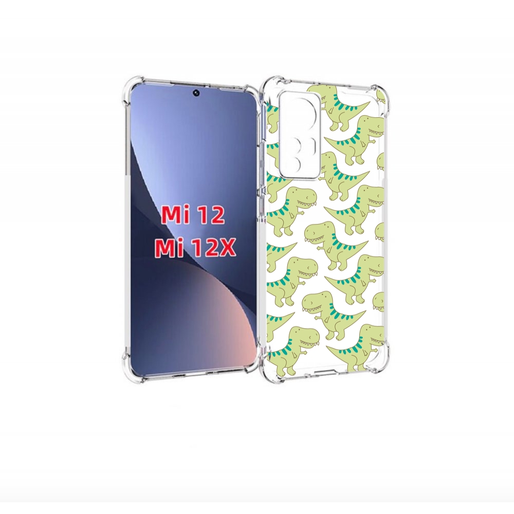 

Чехол бампер MyPads зеленые-динозаврики для Xiaomi 12., Прозрачный, Tocco