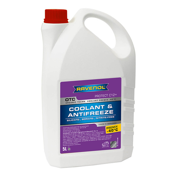 Антифриз RAVENOL 141011200501999 антифриз OTC Organic Techn,Coolant Premix -40 (5л) (4014835755550)