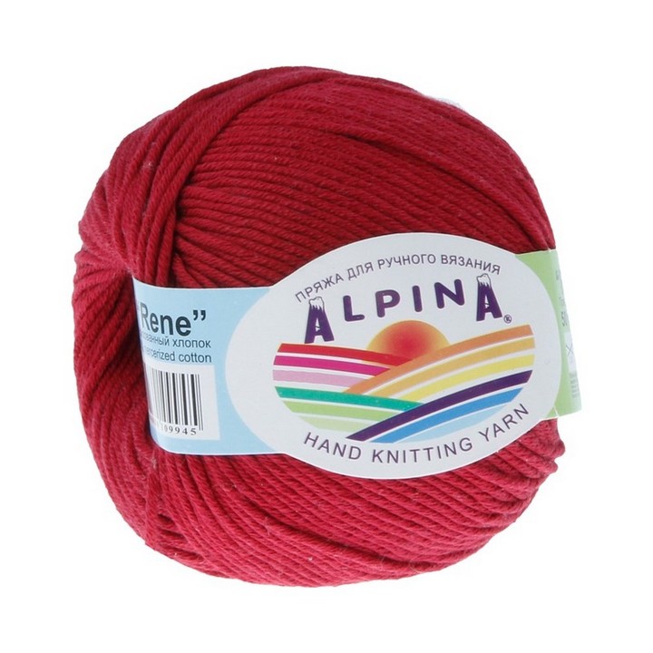 

Пряжа ALPINA RENE 10 шт. в упак. цвет бордовый RENE-020, 105 м от, Красный