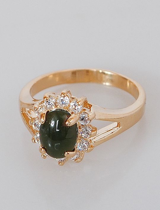 

Кольцо из бижутерного сплава р. 16 Lotus Jewelry 19R-029ja, нефрит/циркон, 19R-029ja