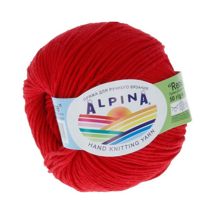 

Пряжа ALPINA RENE 10 шт. в упак. цвет яр.красный RENE-008, 105 м от